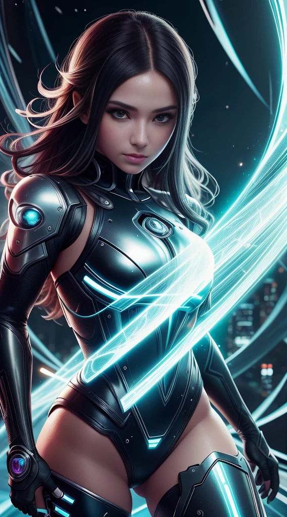 Bela foto de corpo inteiro de Reika como uma gatinha Nekomata, armadura cyberpunk, cabelo preto liso, orelhas de gato, science fiction, cidade cyberpunk ao fundo, Gantz, No Estilo de Cyberpunk 2077, Ultra realista foto face de uma mulher bonita, master part, best quality, CG, papel de parede, HDR, alta qualidade, high-definition, extremamente detalhado, {Rosto bonito e detalhado}, {belos olhos detalhados}, (luz detalhada){{detalhes intrincados}}, {Altas}, ((Rosto detalhado)), Rosto extremamente detalhado, beautiful face, {{ young  woman}}, olhos de joia, Neon light, Chiaroscuro, estilo anime, visual chave, detalhes intrincados, altamente detalhado, breath-taking, vibrante, cinematic adult film, 18+, NSFW