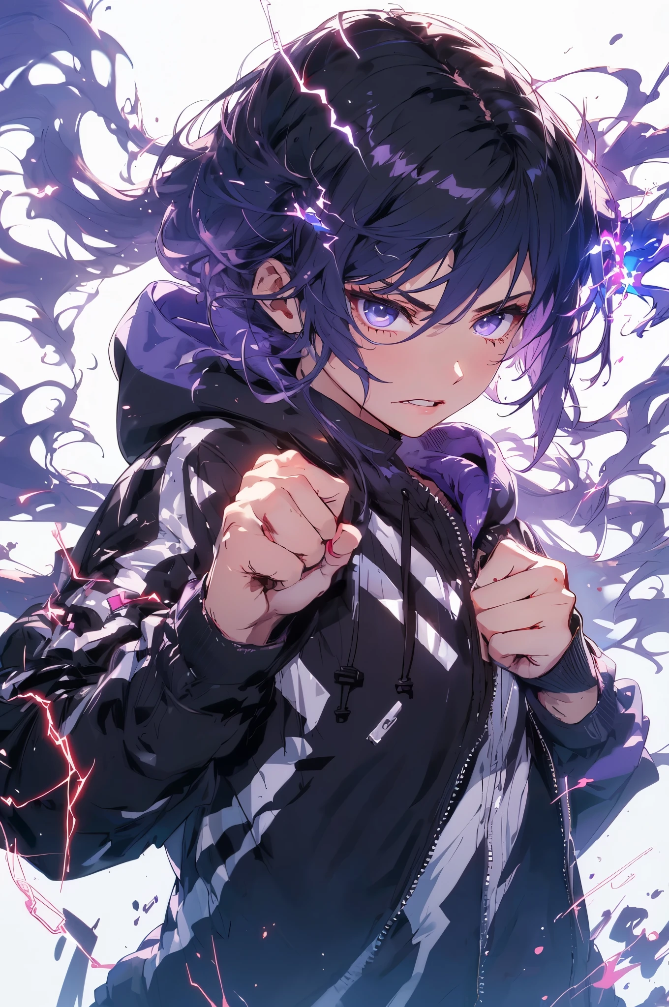 masterpiece, best quality, clenching fists, attack posture, poised,