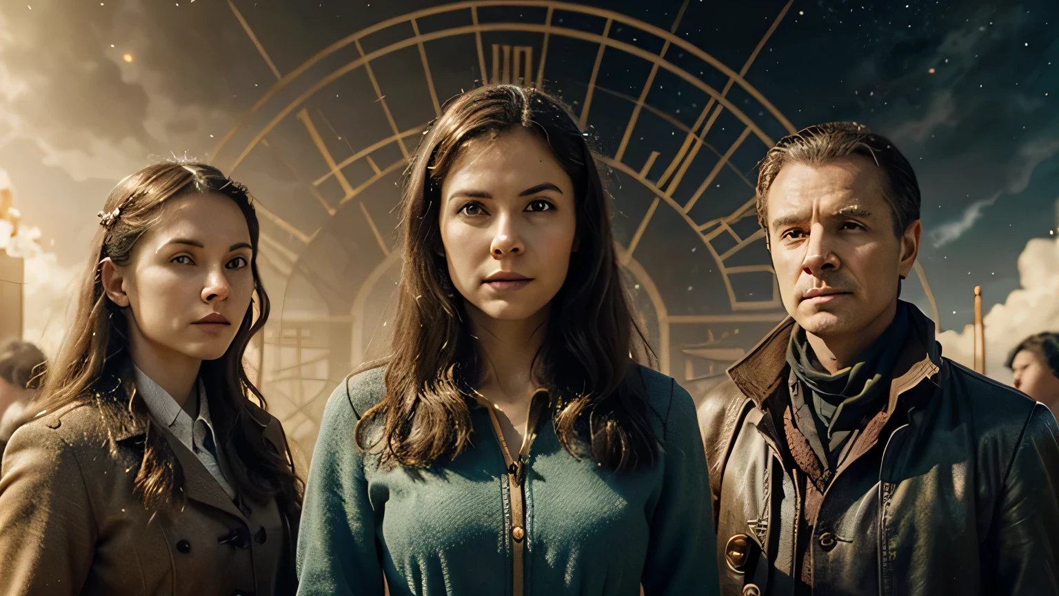 "Greetings, fellow time travelers! Welcome back to 'Sands of Time,' where history unfolds in the art of storytelling."
Prompt: Generate an engaging visual representation of a welcoming scene for time travelers, incorporating the series logo and a backdrop hinting at the passage of time.