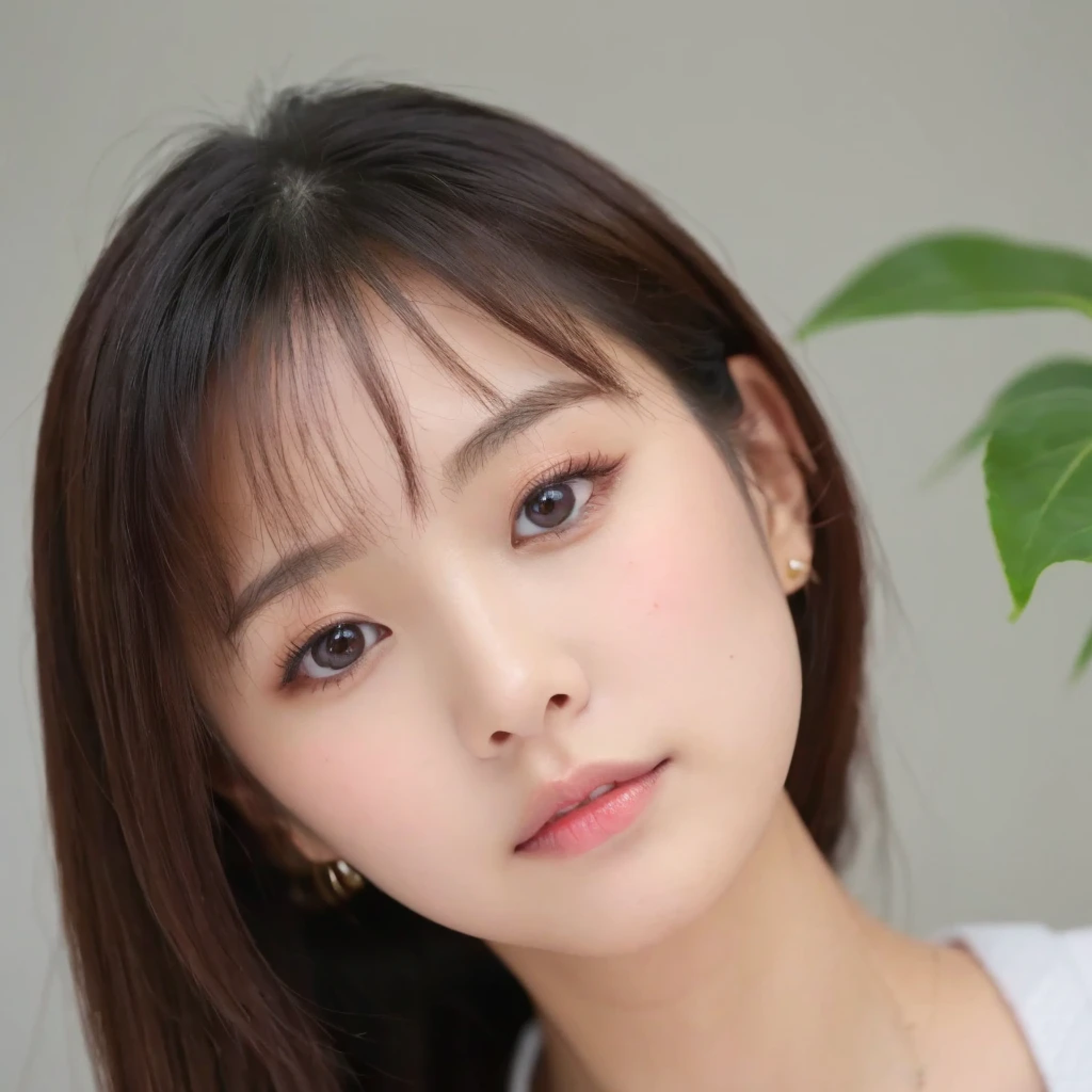 ((cute日本の女の子、beautiful japanese girl、1 girl、19 years old、Highly detailed face and skin texture、super detailed face、highly detailed eyes、Lee Hong、blush、close-up of woman、front、cute、Highly detailed face and skin texture、smooth white skin、Transparent skin texture、))、(dark brown hair)、look at the camera、sharp focus：1.2、beautiful woman with perfect style：1.4、japanese model、young gravure idol、若いcuteグラビアアイドル、Realistic young gravure idol、sophisticated gravure idol、((highest quality、8K、masterpiece:1.3、１photograph))、(4K、RAWphotograph、highest quality)、Place someone on the other side of the screen、Natural light、ponytail