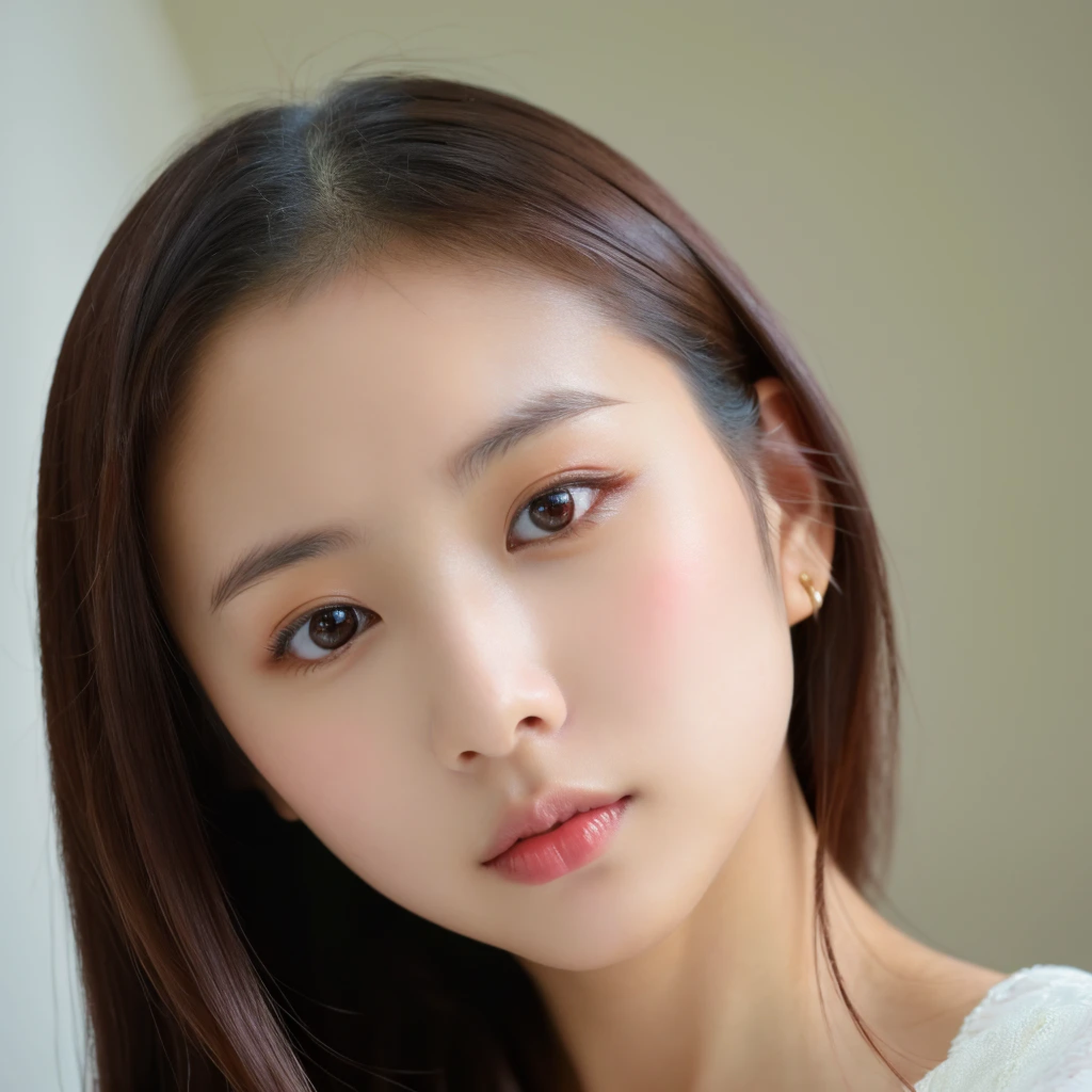 ((cute日本の女の子、beautiful japanese girl、1 girl、19 years old、Highly detailed face and skin texture、super detailed face、highly detailed eyes、Lee Hong、blush、close-up of woman、front、cute、Highly detailed face and skin texture、smooth white skin、Transparent skin texture、))、(dark brown hair)、look at the camera、sharp focus:1.2、beautiful woman with perfect style:1.4、japanese model、young gravure idol、若いcuteグラビアアイドル、Realistic young gravure idol、sophisticated gravure idol、((highest quality、8K、masterpiece:1.3、1photograph))、(4K、RAWphotograph、highest quality)、Place someone on the other side of the screen、Natural light、ponytail