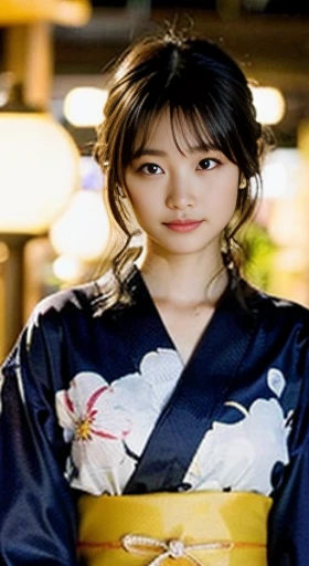 (table top, highest quality:1.4), beautiful face, 8K, 85mm, absurd, (floral pattern yukata:1.4), close up of face, violaces, gardenia, delicate girl, alone, night, looking at the viewer, Upper body, film grain, chromatic aberration, sharp focus, face light, professional lighting, Sophisticated, (smile:1.0), (simple background, background bokeh:1.2), details face,whole body