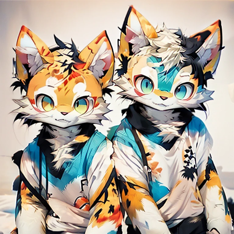 A cute anime couple, animation art  