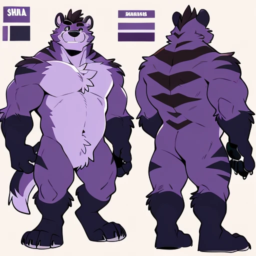 Alone, ORCBEAR, Male, muscle, intestinal muscle, big belly, calnçan, large, Male mature, old. (((character reference sheet)))