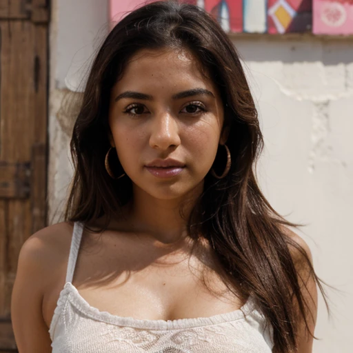 Mujer latina, between 25 to 30 years, modelo de instagram, obra maestra, hiperrealista, foto tomada con celular, chupando un lollipop
