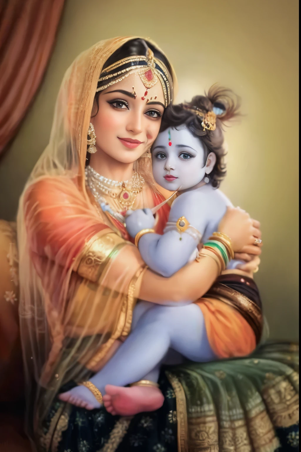 Krishna on mother Yashoda's lap