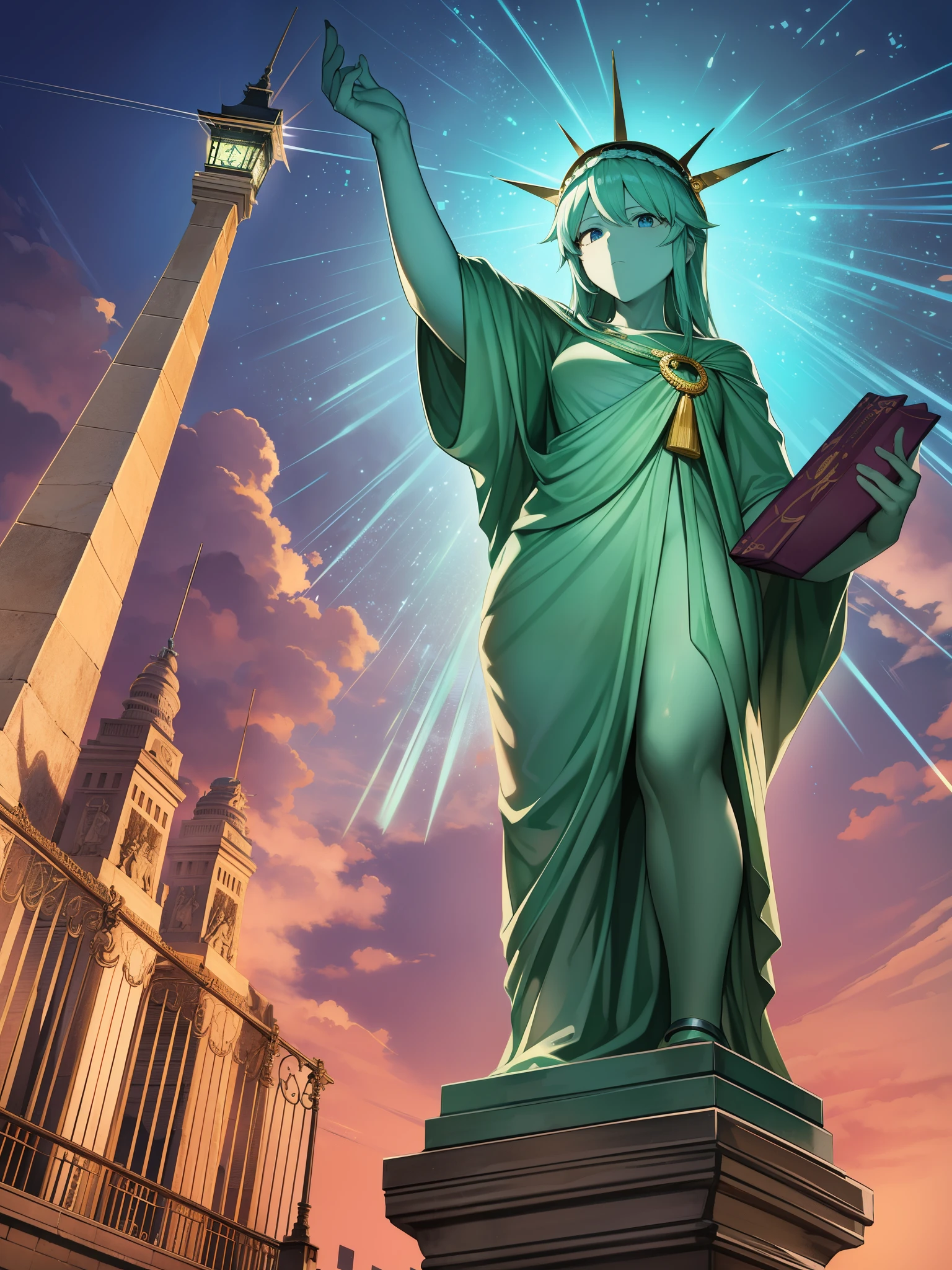 USA、freeのgoddess像、1924年にUSA国定記念物、1966年にUSA国家歴史登録財、USAのニューヨーク港内、A statue on Liberty Island。正式名称は世界を照らすfree。freeのgoddess像はUSAの独立100周年を記念して、It was donated by French people who supported the independence movement and was completed in 1886.。USAのfreeと民主主義の象徴であるとともに、Tourists from all over the world have been visiting since the 19th century.。

It&#39;s made of copper、green due to patina。The height to the head of the statue is 33.86 meters（111.1 foot）、torch from pedestal（Torchlight）Height up to 46.05 meters（151.1 foot）、The height of the pedestal is 47 meters（153 feet）、93 meters including the pedestal（305.1 foot）、Total weight is 225 tons。

右手には炎を純金張りで象られたTorchlightを空高く掲げ、左手にはUSAの独立記念日である「July 4, 1776」It has a nameplate engraved with Roman numerals.。

At my feet are torn chains and shackles.、all oppression、liberation from oppression、人類は皆freeで平等であることを象徴している。goddessがかぶっている冠には七つの突起がある。this is、七つの大陸と七つの海にfreeが広がるという意味である。

Also「goddess」The origin is、In French「free」noun "freedom" is a feminine noun[2]。