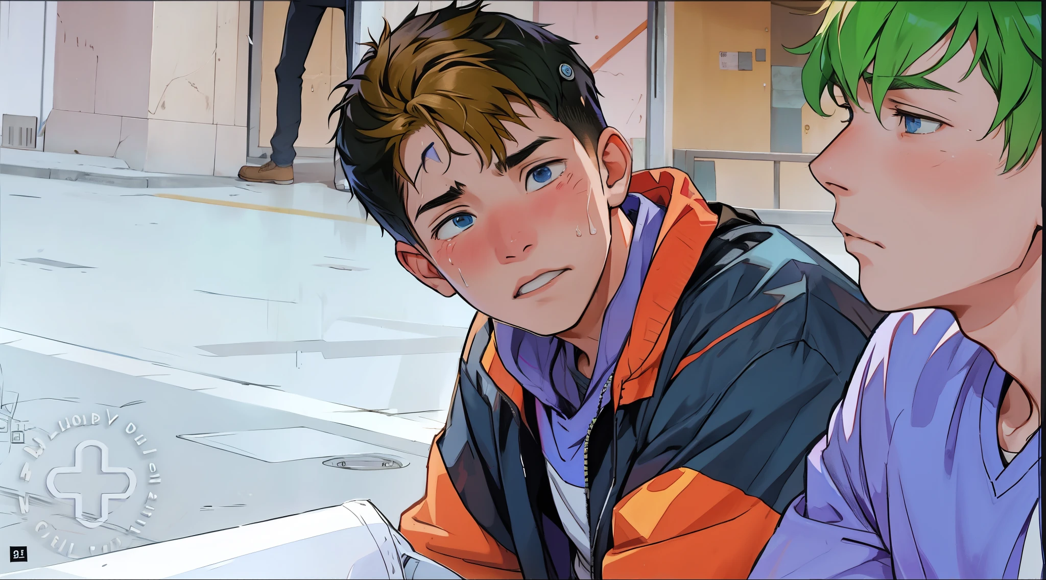 There are two 14-year-old boys with a lot of sadness on their faces.