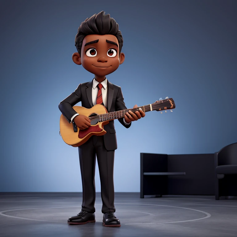 Personagem negro usando terno imagem de corpo inteiro, playing guitar