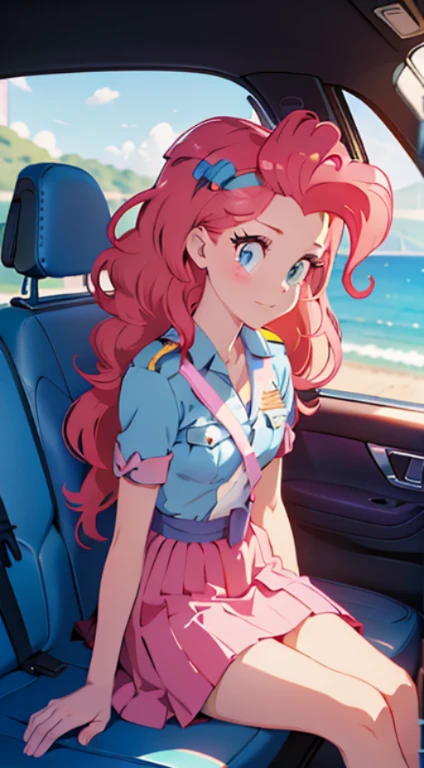Posar en un coche de police de la ciudad., una foto,criado sexy, police oficials, Vistiendo un uniforme de police, poli, oficial, police, atuendo, mujer sheriff, modelo adolescente europea,ajustado,Falda que envuelve las caderas,falda corta ajustada con caderas,tacones altos,piernas largas,Usa diferentes colores,piel blanca,pantimedias de encaje , mlp , pinkie pie , lindo maquillaje