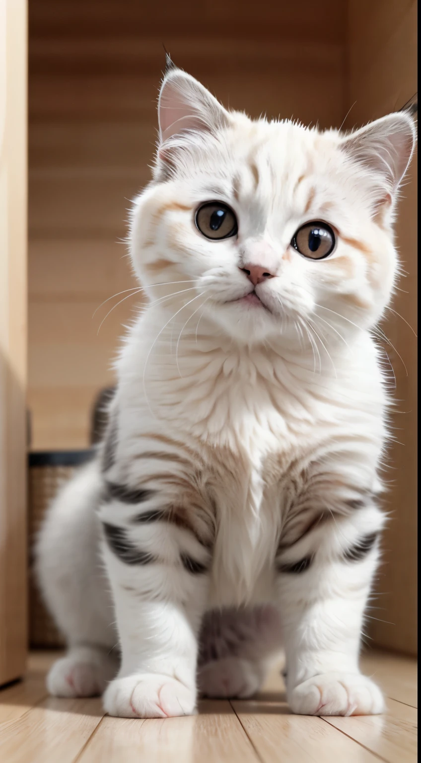 RAW photo, absurd, high quality, realistic, scottish fold, kitten, no background,, 8K UHD, Digital single-lens reflex camera, film grain, Fujifilm XT3, 20mp, be familiar with, sharp focus,