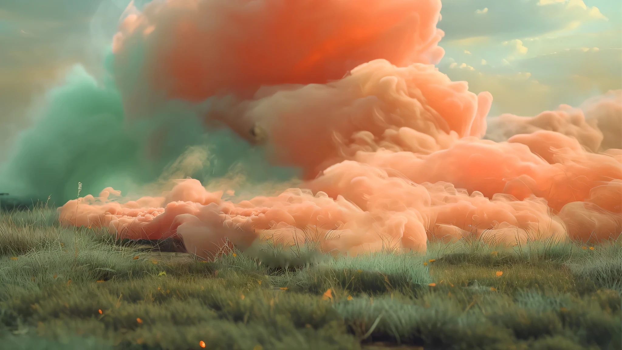 orange smoke on grass