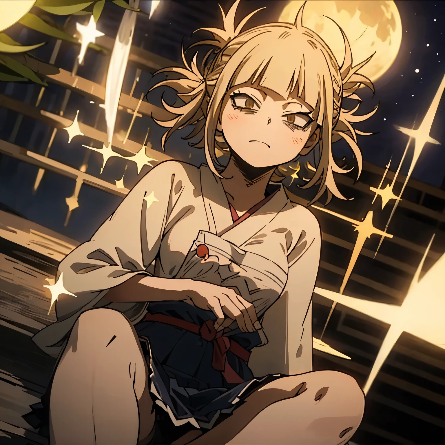Himiko toga, watching stars in a beach, moon lila, A nipple sticks out without noticing it
