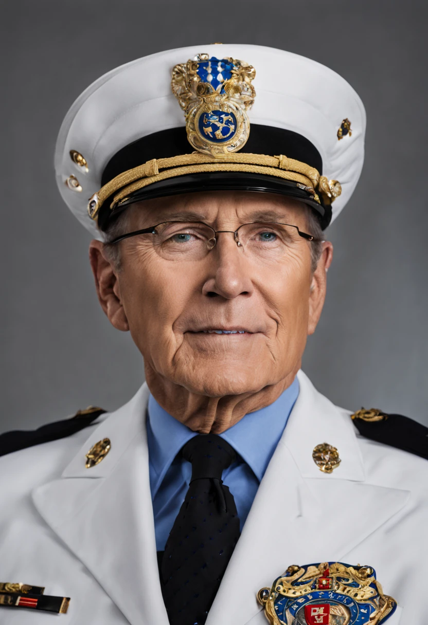portrait of valery sablin smiling, white military uniform and cap <lora:vsablin_v1:1>