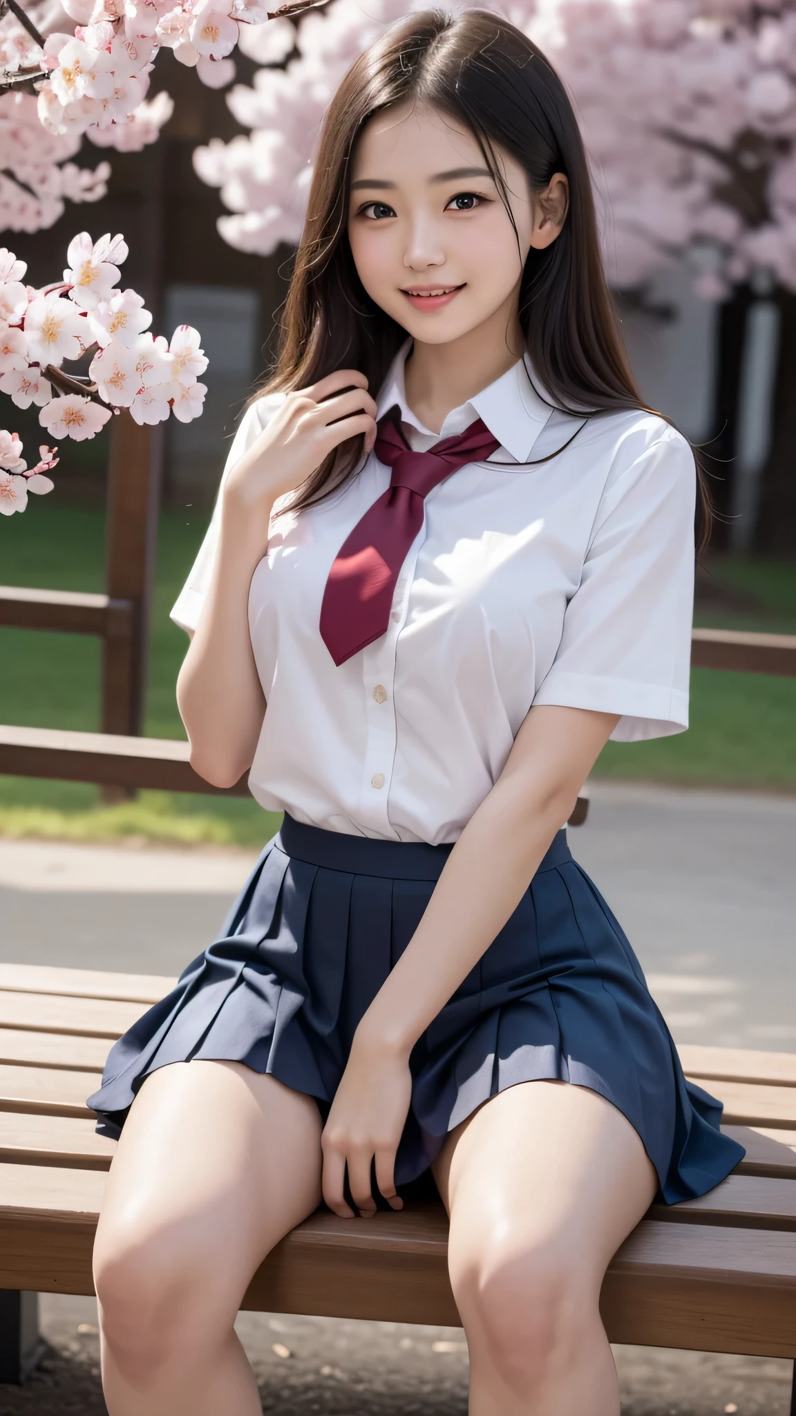 (8K), (Best Quality: 1.2), (Realistic), (Photorealistic), (Photorealistic: 1.37), Ultra High Definition, 1 Girl, Cute, Smile, Closed Mouth, Beautiful Details, Beautiful Nose, Full Body, Wet Hair, Colossal Dalsefo, School Uniform, Thighs, Korean Beauties, , Japan School Uniform, Shirt to Cleavage, K-Pop Idol, Golden Mesh Hair Color, Red Tie, Slender, Patchy eyes, Solo, Alone, Cute face, Pants slightly visible, Sensual, School uniform, Japan uniform, Sailor suit, Pants are visible from miniskirt, Squatting, Pants visible through the crotch gap, Looking at the front, Looking at the camera, Skirt to crotch, White pants, Crotch emphasized, Squatting with legs open, Mansuji, Can squat facing the front