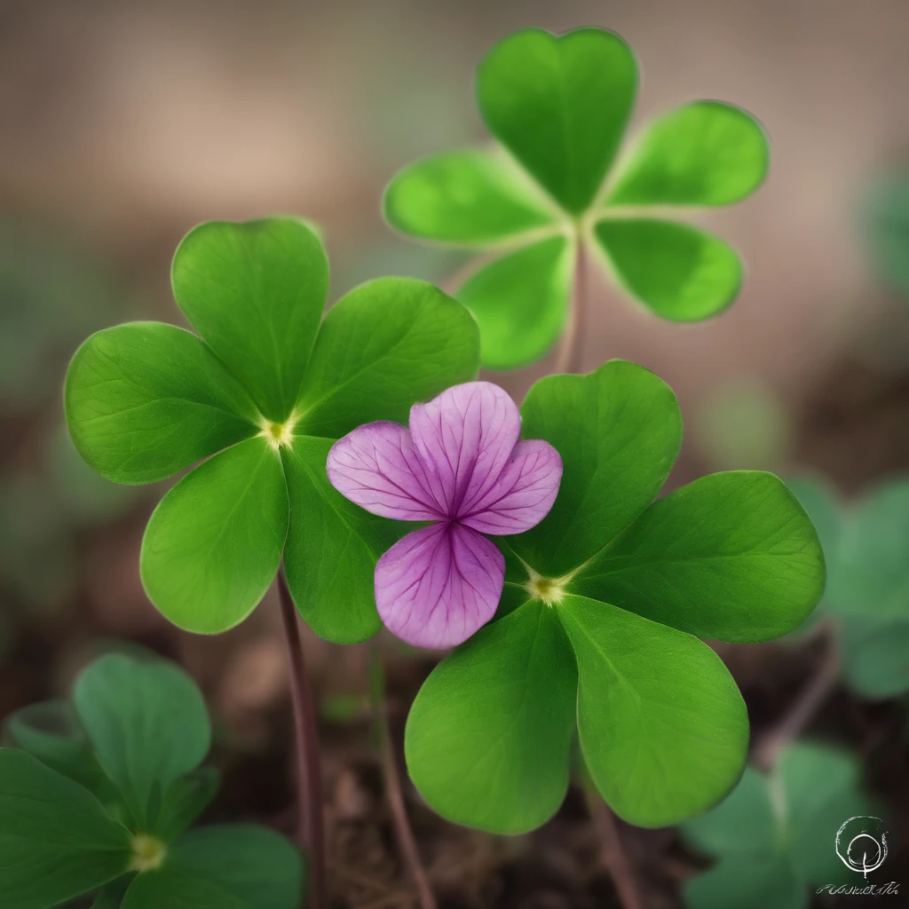 handpainted，clover，Three leaves，adolable，green collustratio，Close-up of the shot，a plant，Background full of lucky clover