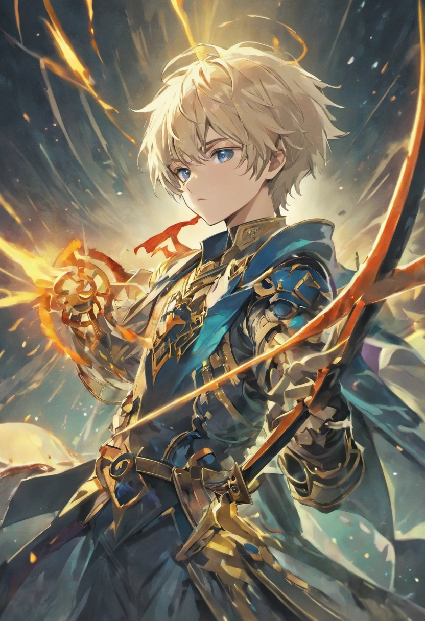 Wallpaper phone,anime characters,Two-dimensional image,masterpiece,best quality,8K quality,unparalleled clarity,full body character,panoramic,telephoto lens, delicate face,full body character,boy with slender fingers,Handsome boy,charming,,anime characters,heterochromatic eyes,look at the audience,male focus,A boy with attractive white hair and striking blue highlights, charming银色眼睛, Wearing the awesome armor of the Chaos Lord, Skillfully wielding a scythe.The crotch is raised