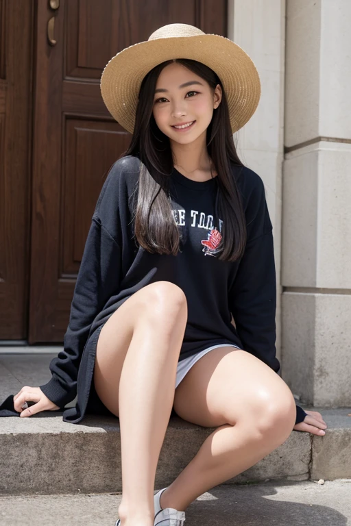 Image size 512x768、A woman in her 20s with long hair and a cute smile in 8K resolution、one piece、whole body、beautiful feet、adult woman
