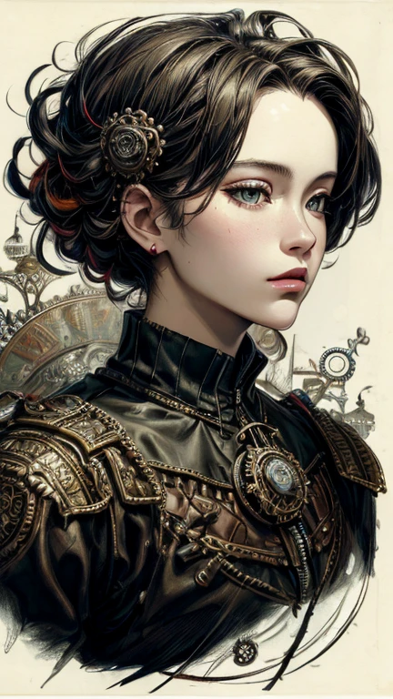official art, unity 8k wallpaper, Super detailed, beautiful and aesthetic, masterpiece, highest quality, (zentangle, mandala, tangle, entangle), (fractal art:1.3) ,( 1 girl:1.4), very detailed, dynamic angle, cowboy shot, the most beautiful form of chaos, elegant, brutal designer, Bright colors, romanticism, Written by James Jean, robbie dowi antono, Ross Tran, francis bacon, Michael Mraz, Adrian&#39;s genius, Petra Cortright, Gerhard Richter, takato yamamoto, ashley wood, in the atmosphere, steampunk,gear