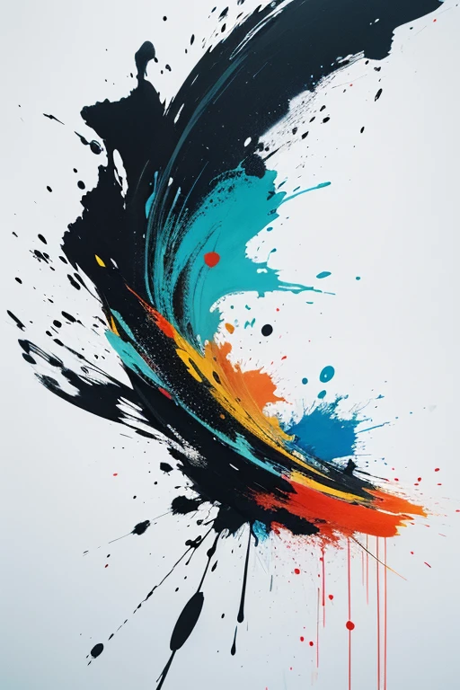 scribble art，ink splatter，wilderness，splash ink painting，abstract，colorful，Vague dreams，Dynamic energy,publish creation，visual impact,modern aesthetic,Elegant and simple,Contemporary interpretation,be bold,Chinese Kung Fu