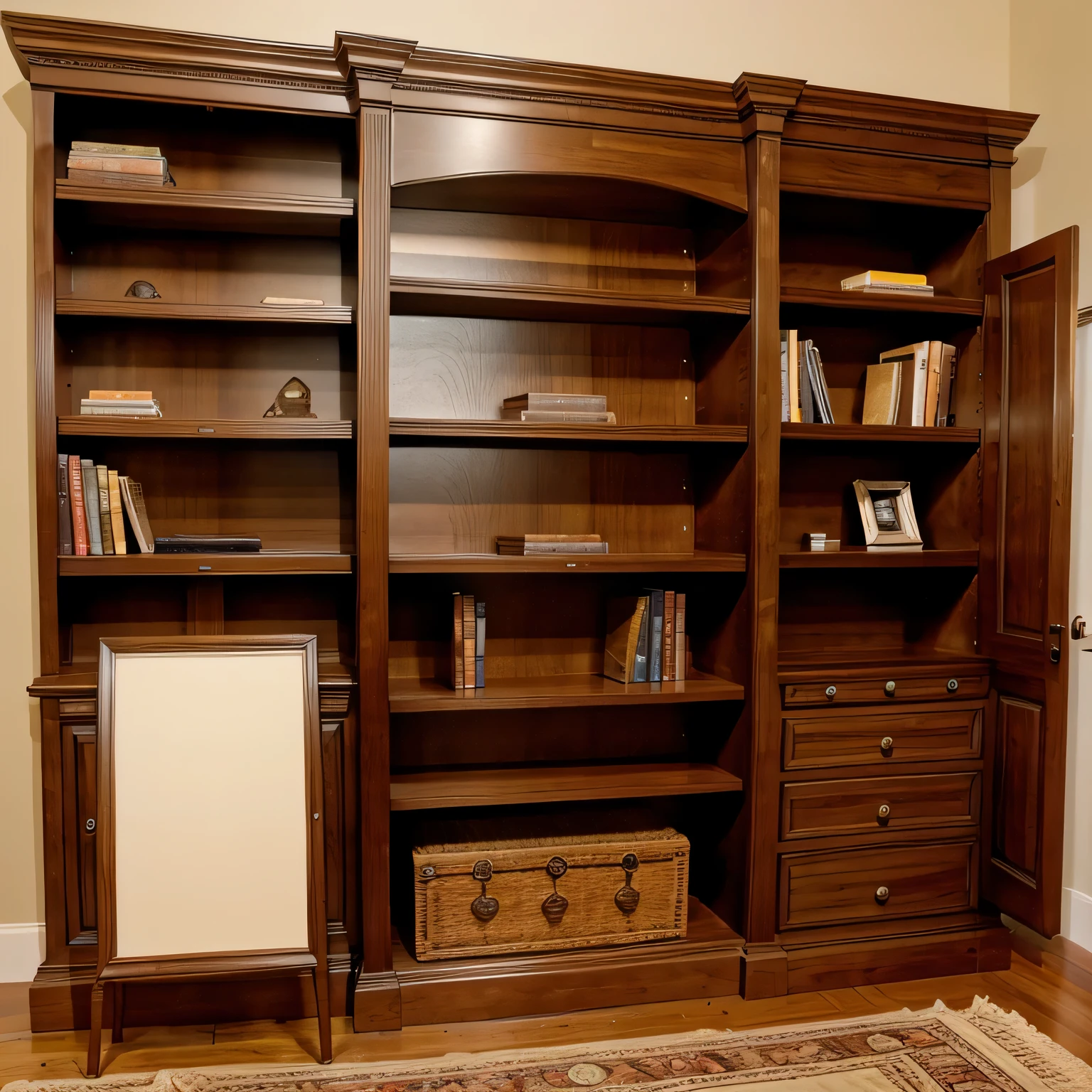 Bookcase with accessories being placed on the bookcase
