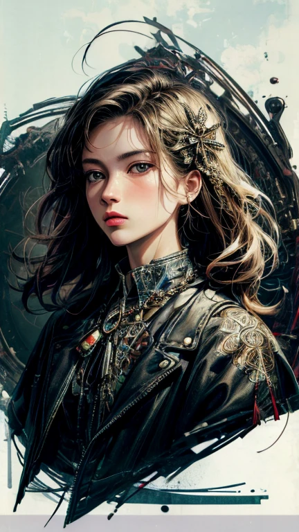 official art, unity 8k wallpaper, Super detailed, beautiful and aesthetic, masterpiece, highest quality, (zentangle, mandala, tangle, entangle), (fractal art:1.3) ,( 1 girl:1.4), very detailed, dynamic angle, cowboy shot, the most beautiful form of chaos, elegant, brutal designer, Bright colors, romanticism, Written by James Jean, robbie dowi antono, Ross Tran, francis bacon, Michael Mraz, Adrian's genius, Petra Cortright, Gerhard Richter, takato yamamoto, ashley wood, in the atmosphere, steampunk,gear