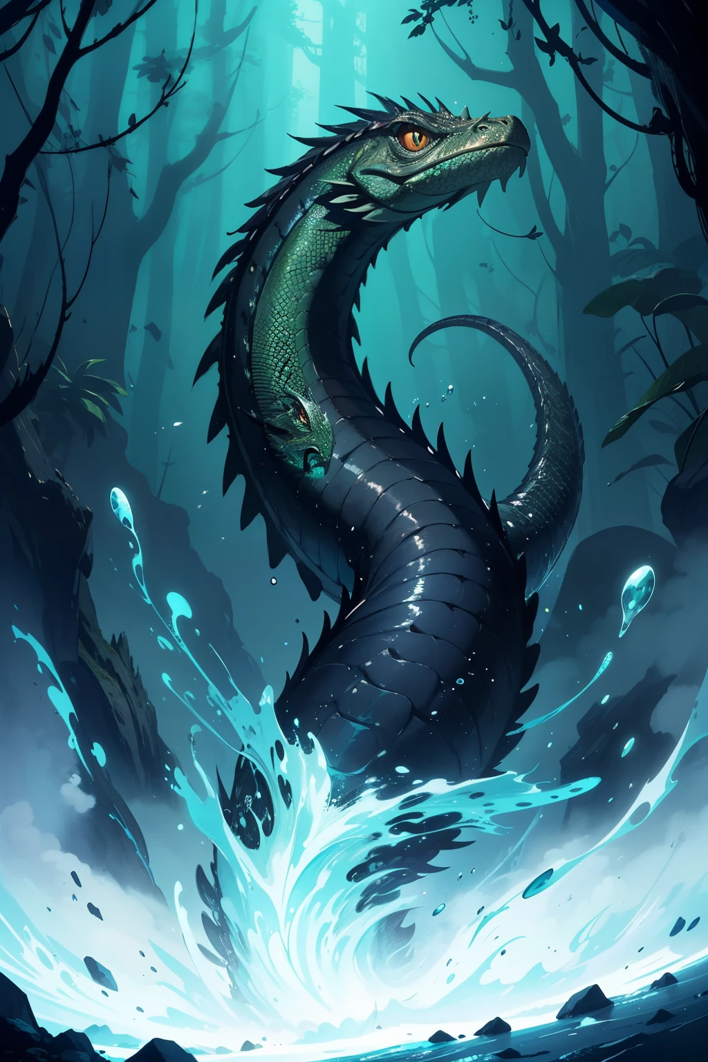 ((Mejor calidad)), ((obra maestra)), (detallado), cara perfecta, Intricately crafted and enigmatic, a cryptic polished basilisk emerges from the depths of a digital anime. The image, a breathtaking digital illustration, showcases the creature's smooth, glossy scales shimmering with an otherworldly luster. Its eyes, sharp and piercing, hold an enigmatic allure, captivating the viewer's gaze. The basilisk's slender form, elegantly coiled, exudes an aura of mystique and power. This high-quality image invites viewers to immerse themselves in the enigmatic world of the digital anime, where this majestic basilisk resides.