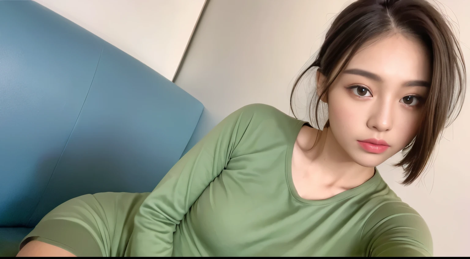 ((Best Quality, 8K, Masterpiece: 1.3)), 1girl, Slim Abs Beauty: 1.3, (Hairstyle Casual, : 1.2), Dress: 1.1, Super Fine Face, Delicate Eyes, Double Eyelids, Home. Long sleeve