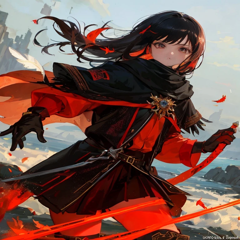a woman in a red dress holding a sword and a sword, badass anime 8 k, anime style 4 k, anime art wallpaper 8 k, 4 k manga wallpaper, anime art wallpaper 4k, anime art wallpaper 4 k, 4k anime wallpaper, by Yang J, black - haired mage, anime fantasy illustration, anime wallpaper 4 k, anime wallpaper 4k