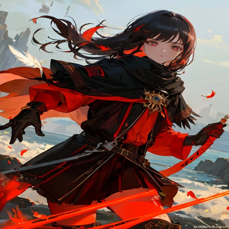 a woman in a red dress holding a sword and a sword, badass anime 8 k, anime style 4 k, anime art wallpaper 8 k, 4 k manga wallpaper, anime art wallpaper 4k, anime art wallpaper 4 k, 4k anime wallpaper, by Yang J, black - haired mage, anime fantasy illustration, anime wallpaper 4 k, anime wallpaper 4k