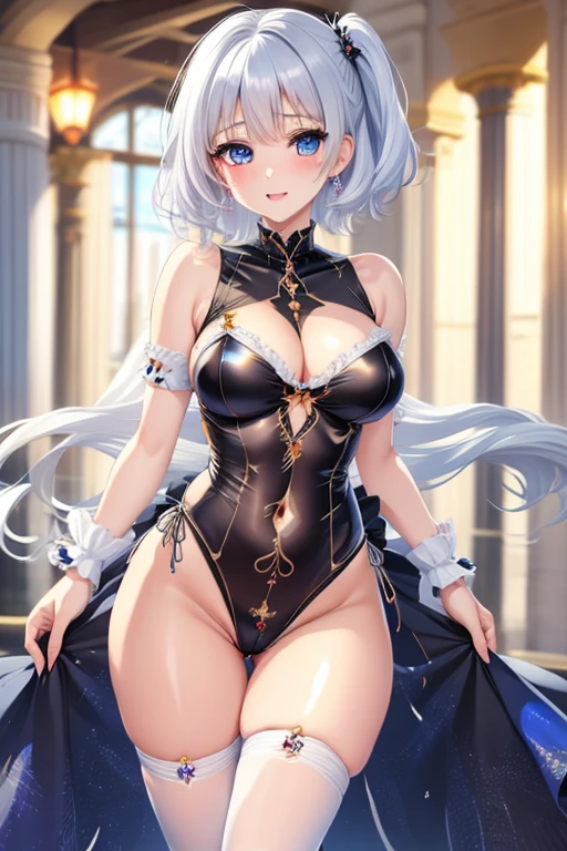 ((masterpiece、Super detailed、intricate details、high quality、distinct、An illustration))、girl 、18-year-old、150cm、40 km、C cup、Magical girl、thin、slim body、short hair、shortcut、bdsm(((spider websに掛かった少女、arms outstretched、Both arms are tied、Sticking、whole bodyを縛られている、silver hair、platinum、slave、Shyness)))torn leotard、Thin leotard、Sheer frills、beautifully、risky、See-through、cleavage exposed、first round、first roundを引っ張られてる、whole body、Overall view、spider webs、巨大なspider webs
