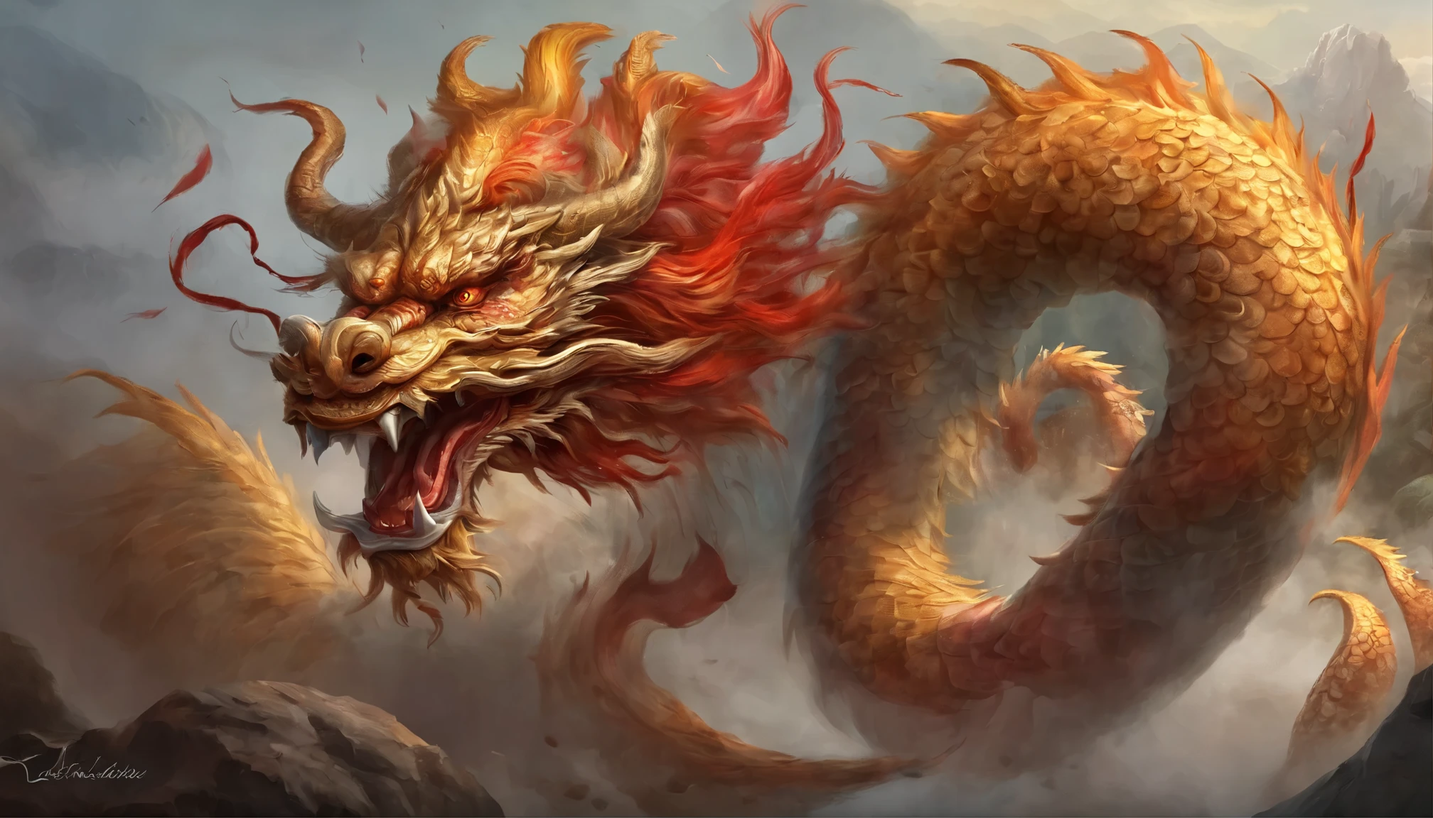 Chinese dragon, full bodyesbian, Loong, extremely detailed CG unity 8k wallpaper), (colorful:1.2), long hair, sharp teeth, red eyes, teeth, huge, Hires upscale: 1.7, Hires upscaler: 4x_NMKD-Siax_200k, Denoising strength: 0.45, lifelike texture, Dynamic angle, (((+++Lightning and bodyInterweave///))), Colorful auspicious clouds, drop shadow, atmospheric perspective, panorama, wide shot, 16k, anatomically correct, super detail