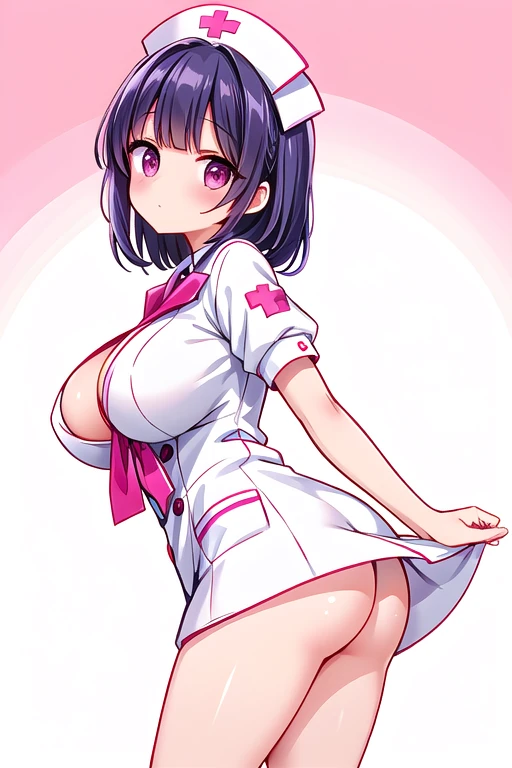Doctor, nurse, cute Korean girl with white and pink skin Sexy outfit showing breasts, showing ass, white nurse uniform, clear picture, 4K, realistic.
