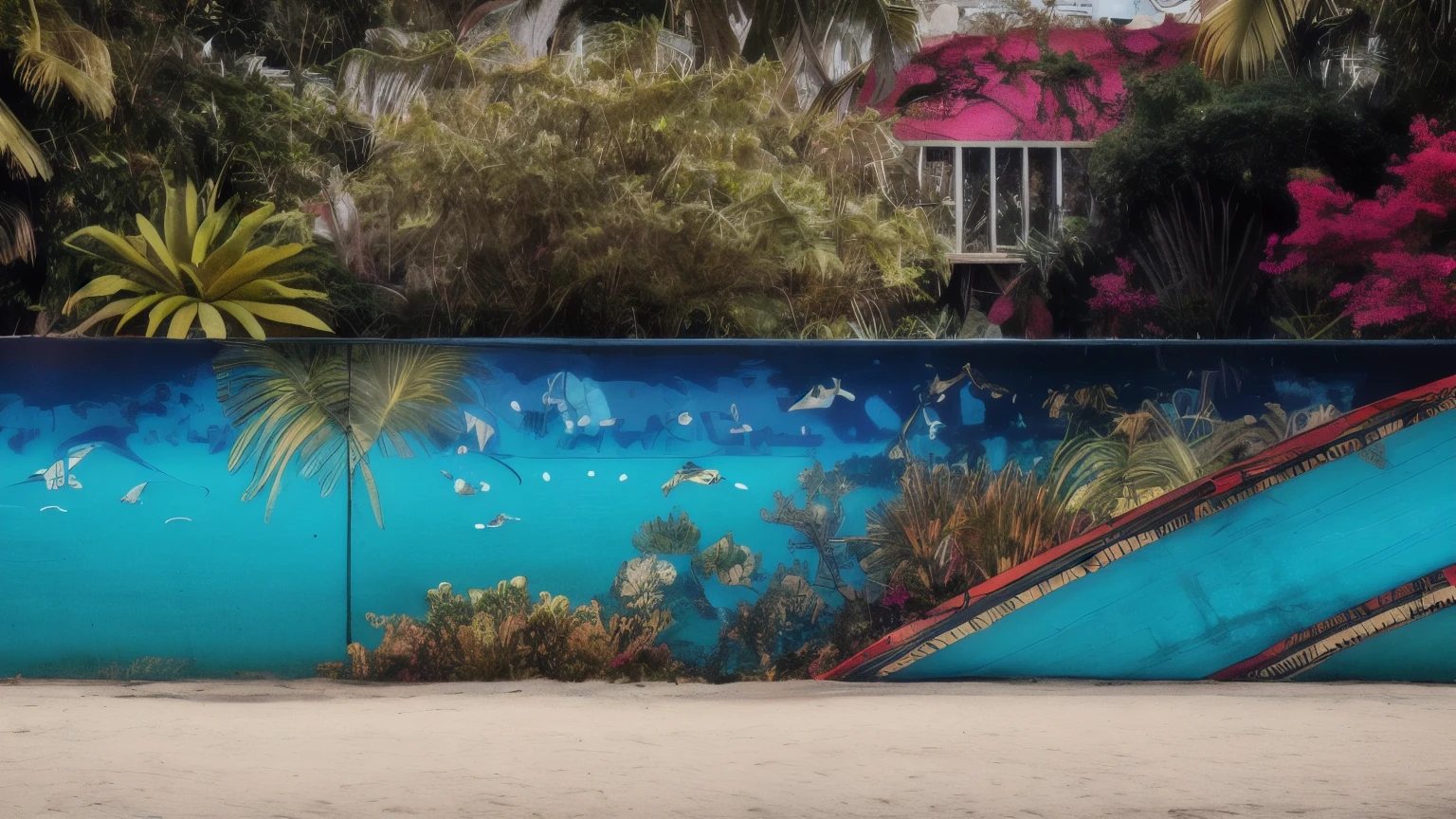 hyper ultra realistic photographs full body of Picture a series of reclaimed surfboards, each adorned with intricate hand-painted designs. Tropical birds, lush foliage, and cascading waves dance across the boards, their vibrant colors blending into a kaleidoscope of island vibes. This backdrop would transport you straight to a sunny beach. ratio 16:9, 4k, 8k resolution, High quality photo, high detailed, imagesharp focus, Cinematic lighting,hyperdetailed & Unreal engine, detail, realism, photography,cinematography, camera NIKON, lens NIKKOR flagship, masterpiece. hyper-maximalism, ultradetailed photorealistic, light skin imperfections, final render, vray, photo, fashion