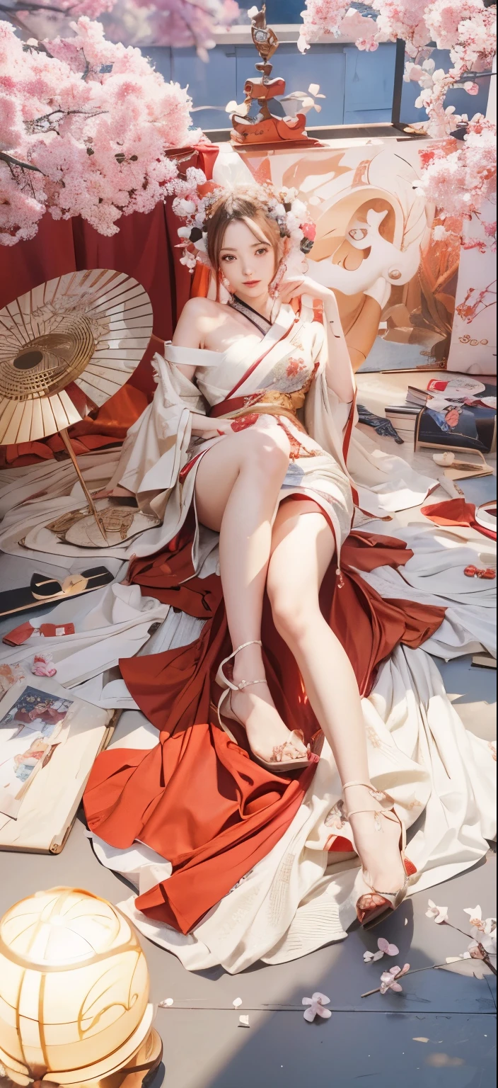 Girl in a red dress with a fan and a red dress, onmyoji, Onmyoji detailed art, trending on cgstation, azur lane style, beautiful attractive anime woman, on pixiv高評価, アートステーションon pixivトレンド入り, on pixiv, Trending on cgstation, japanese goddess, beautiful fantasy empress