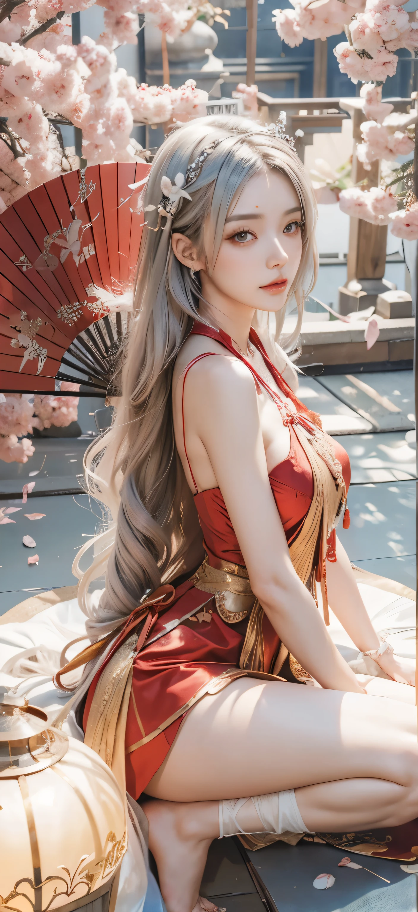 Girl in a red dress with a fan and a red dress, onmyoji, Onmyoji detailed art, trending on cgstation, azur lane style, beautiful attractive anime woman, on pixiv高評価, アートステーションon pixivトレンド入り, on pixiv, Trending on cgstation, japanese goddess, beautiful fantasy empress
