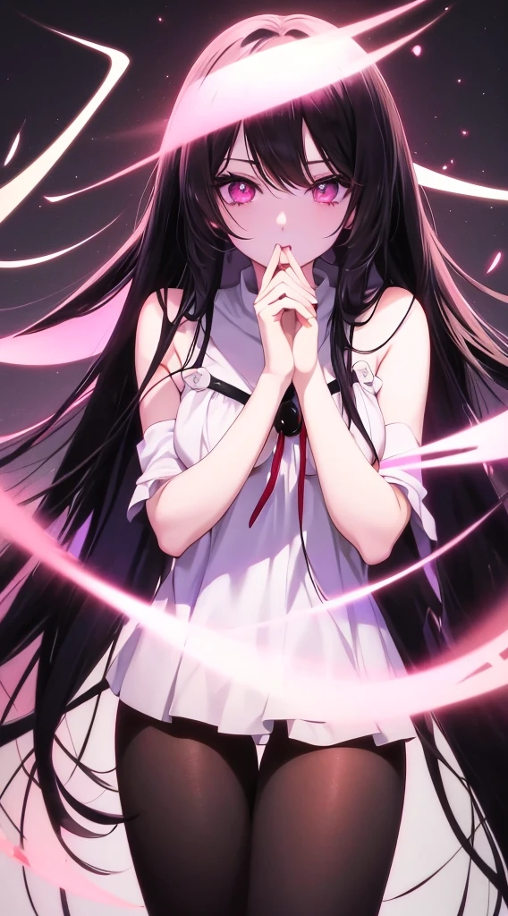 anime girl with long black hair and pink eyes holding her hands to her face, an anime girl, Download contents, anime atmosphere, Nightcore, anime lover, anime girl, high quality anime art style, anime art style, anime style 4k, anime moe art style, Cute girl anime visual, anime style only, anime style portrait, (anime girl)