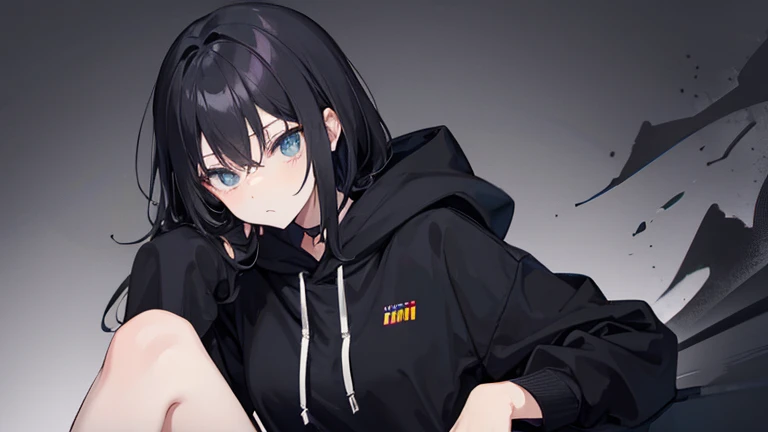 black hoodie black skinny girl cigarette