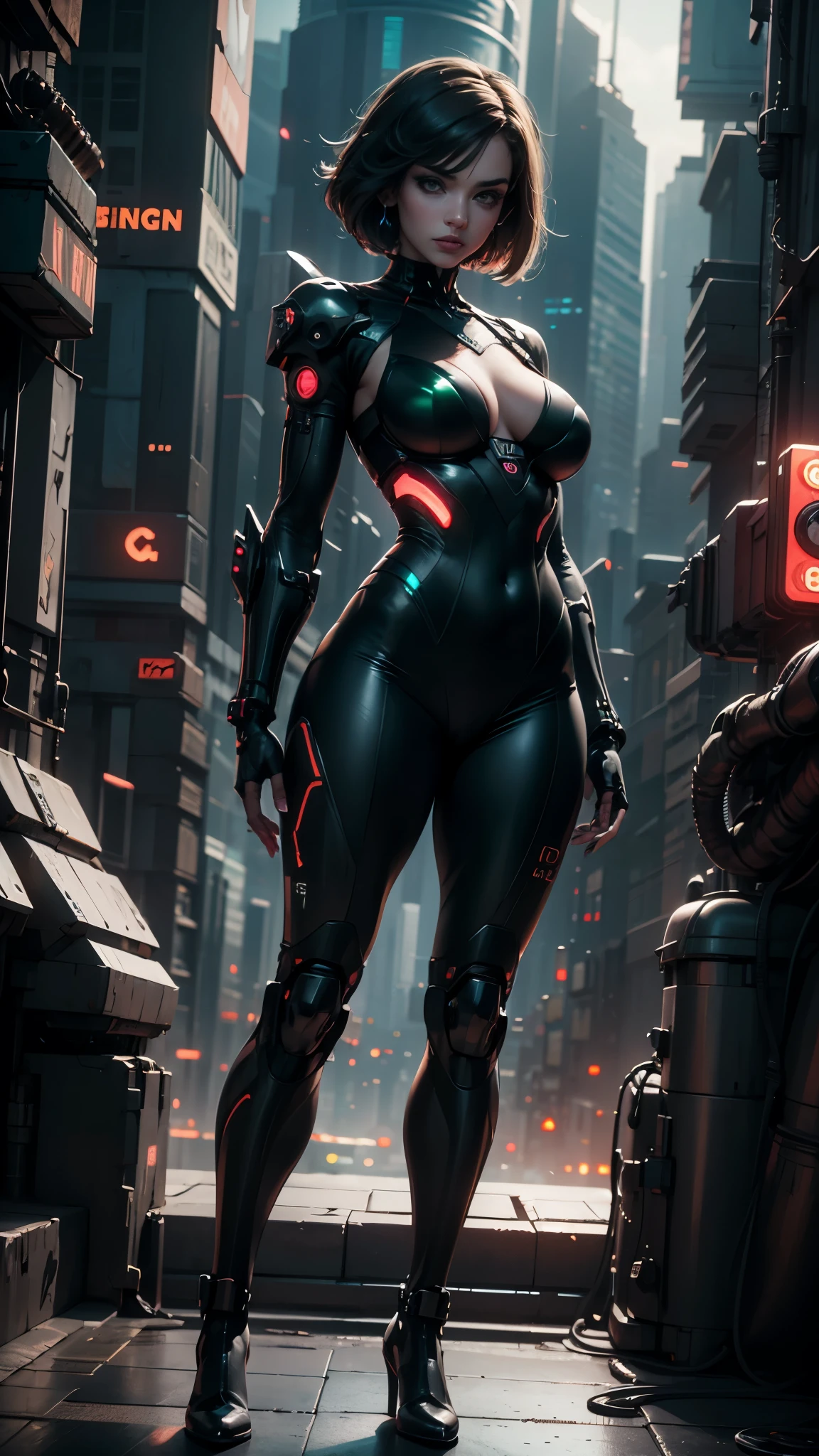 full body, 25-years old,large boob,Sensational feet,Looking at the camera,solo, big breasts, thin waist,enchanting posture、"A dark, creepy and intense alien invasion scene, Dramatic lighting, Intense action. show powerful extraterrestrials, advanced technology, Destroyed cityscape, Panicked civilians, And sensed imminent danger. Captures the chaos and terror of an otherworldly invasion、Produces unsettling and immersive images. A group of people in futuristic suits fighting with laser guns, bloody war, The scene is very complex, The intricate details are very impressive, Extremely smooth texture display. bright, Sharp light"
