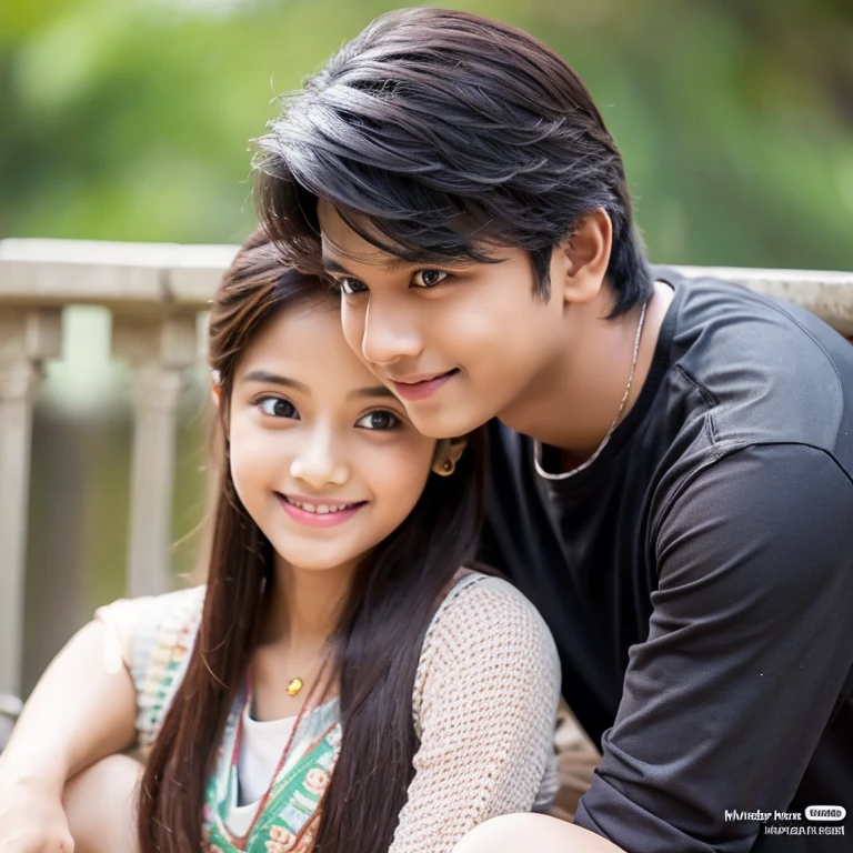Make a cute one boy and girl Bangladeshi