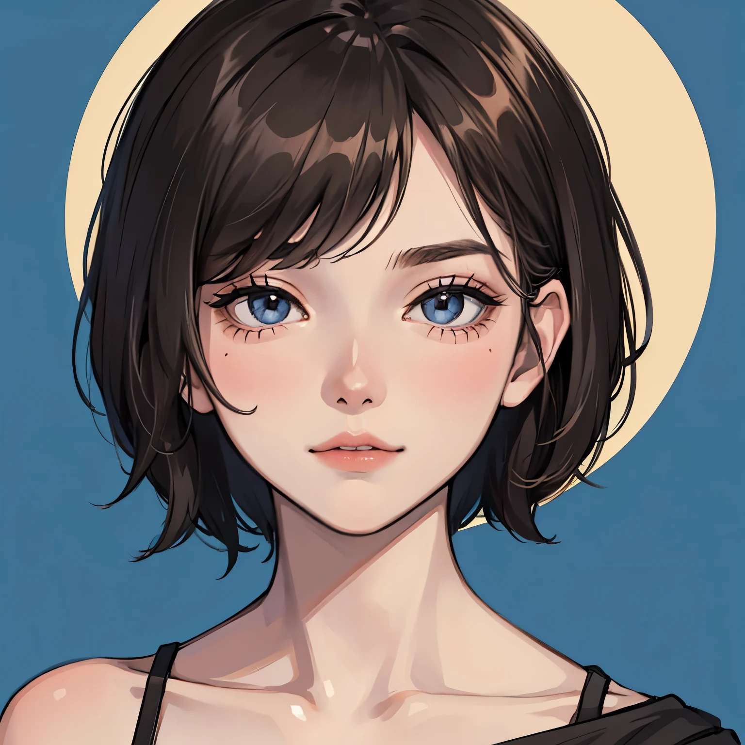 girl facing me, short hair, face portrait