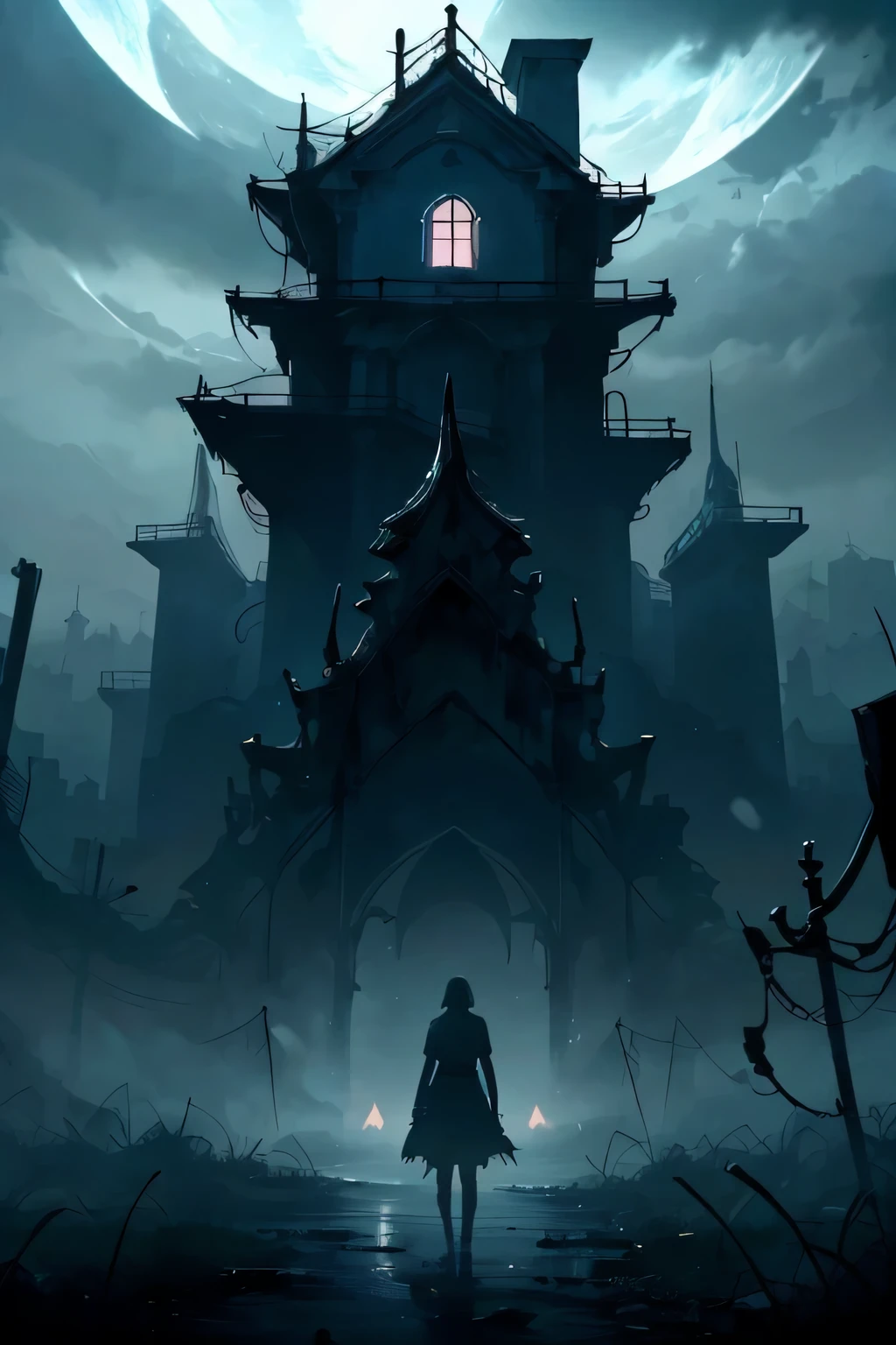 eerie places, 1female, nightmare, total dark, darkness, nyctophobia,