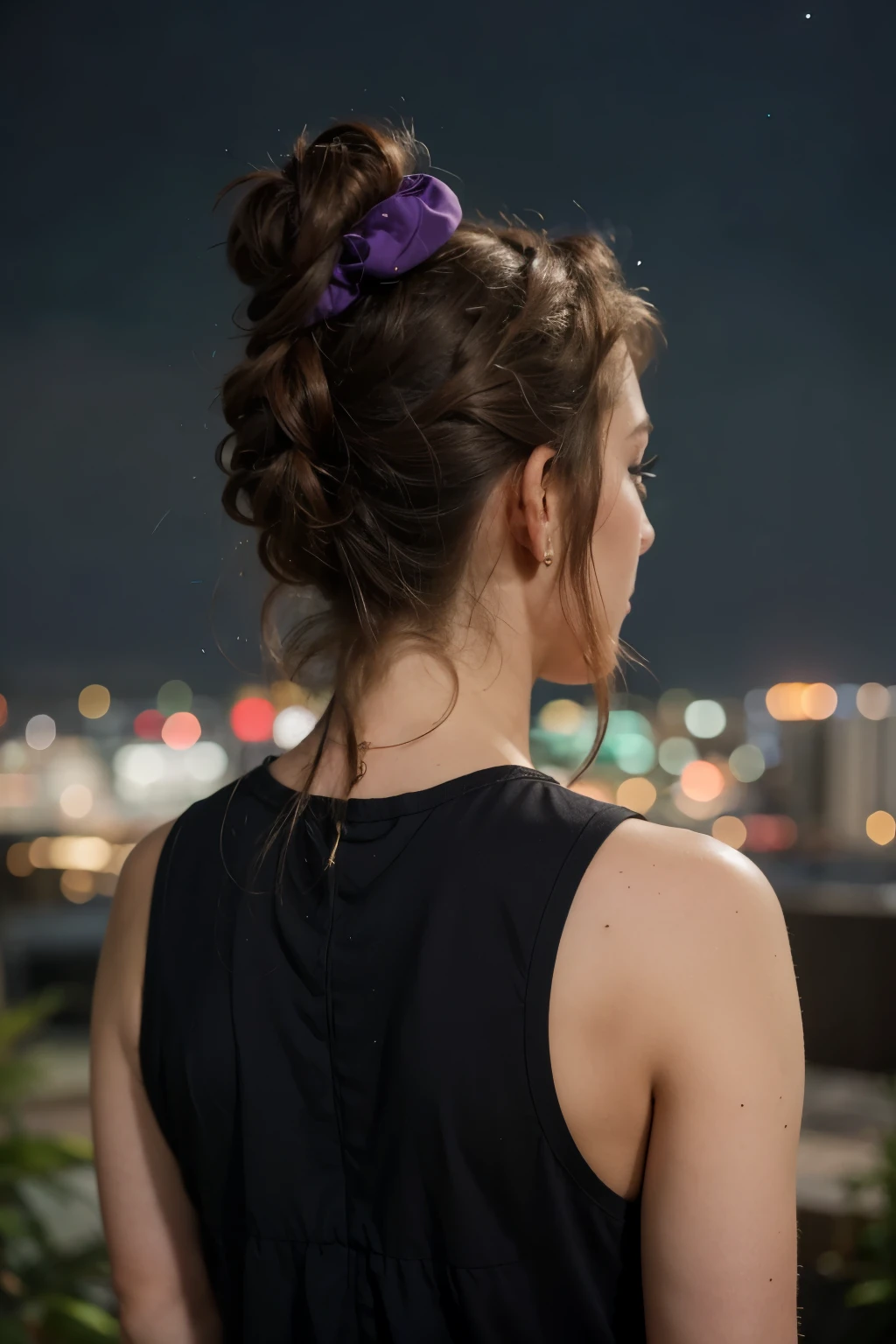 ((best quality)), ((masterpiece)), (detailed), show half of the face where can see scrunchie and hair tail ,The Medium-Sized Universe-themed Scrunchie features a captivating design that reflects the wonders of the universe. Against a backdrop of deep purple, twinkling stars, swirling galaxies, and nebulae come together to create a stunning celestial pattern. The cosmic elements adorn the scrunchie, adding a touch of enchantment to your hair.
With its medium size, this scrunchie offers a balance between functionality and style. It comfortably wraps around your hair, providing a secure hold while adding a pop of cosmic charm to your look. Whether you prefer a ponytail, a messy bun, or a half-up style, this scrunchie effortlessly complements various hairstyles.
Crafted from soft and gentle fabric, the Medium-Sized Universe-themed Scrunchie ensures a comfortable fit without compromising on durability. The elasticized band offers flexibility and ease of use, allowing for quick and effortless styling.
As you wear the Medium-Sized Universe-themed Scrunchie, you'll feel a connection to the grandeur of the cosmos. It serves as a reminder of the infinite possibilities that lie within you, encouraging you to embrace your inner celestial spirit. Whether you're going about your daily activities or adding a touch of cosmic magic to a special occasion, this scrunchie will elevate your hairstyle and infuse your look with cosmic wonder.