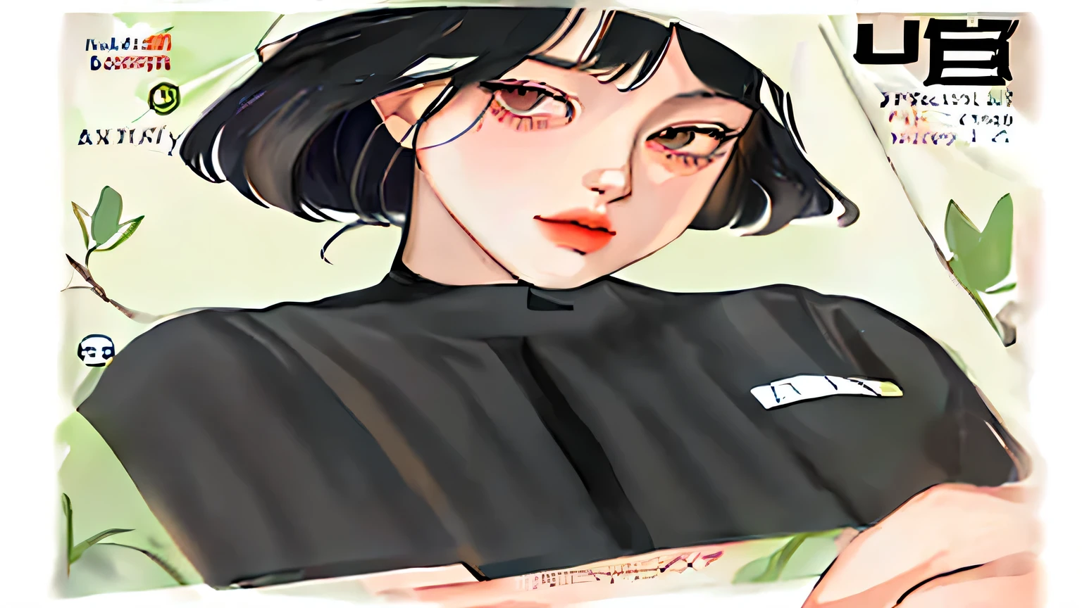 um desenho de uma mulher com uma camisa preta e uma camisa preta, (caneta), retrato de personagem meu, retrato de desenho animado, em estilo cartoon, ( ( colored caneta ) ), manga caneta, cartoon style illustration, estilo de arte dos desenhos animados, desenho digital, desenho animado detalhado, retrato de meio corpo, digital sketch, Detailed illustration portrait, desenhar digitalmente no tablet wacom, caneta draw
