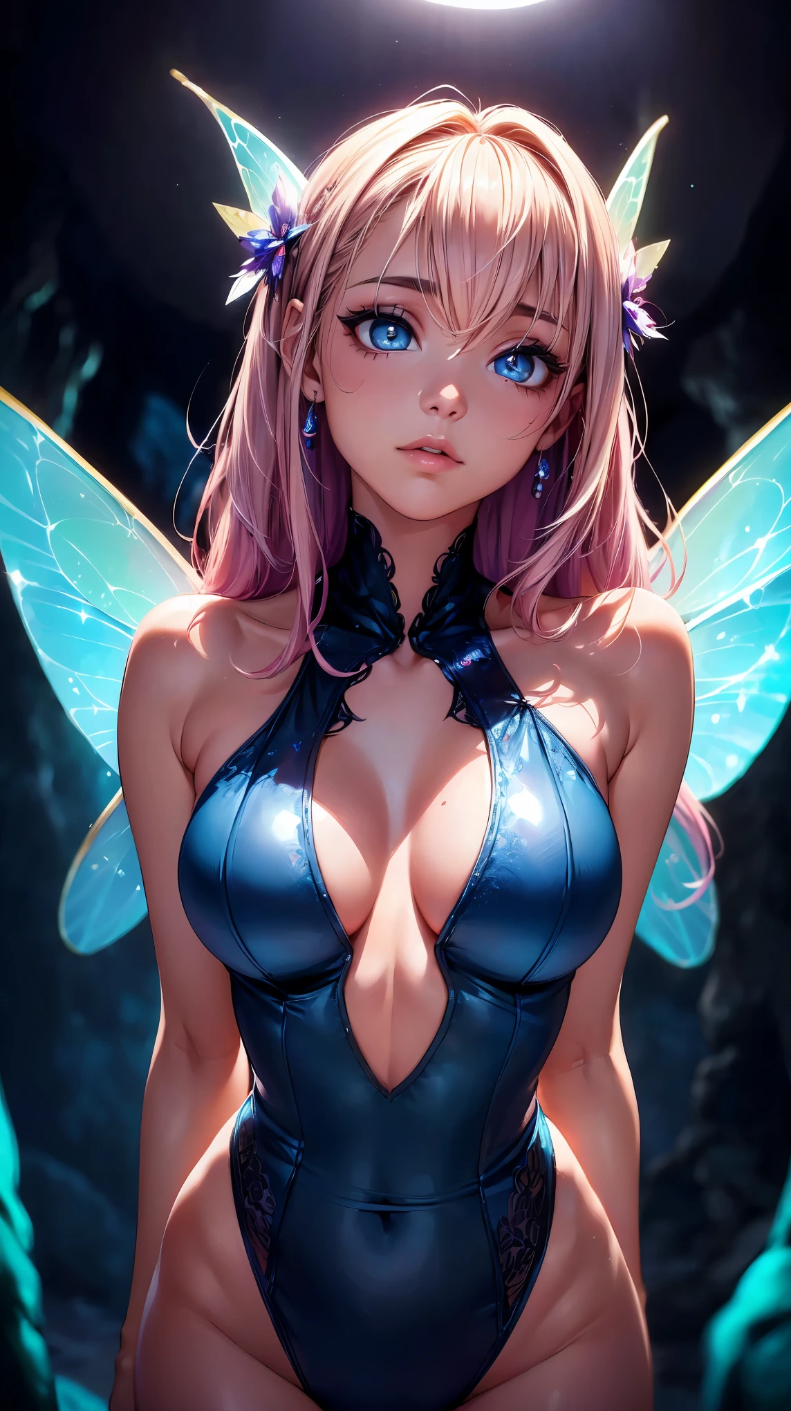 A young woman like a fairy with pink hair and dragonfly wings, standing, STANDING UP, dressed as a sexy police officer, [showing the ass, Fantasy Theme, em uma flowersta mágica, flowers (((main part))), (((best quality))), ((ultra details)),(extremely detailed CG illustration), ((extremely delicate and beautiful)),cinematic light, Create stunning fantasy art. a fantasy fairytale with colorful details. ((Use various shades of pastel pink and watercolor as the main color scheme.)) Incorporate unique lighting effects, Exploring dynamic and attractive composition techniques, and experimenting with unique color palettes. Camera: Choose an angle that highlights the beauty of the character.. The ilumination: Use atmospheric lighting techniques to create depth and mood. resolution: Aim for a high-resolution artwork to showcase intricate details and clarity.