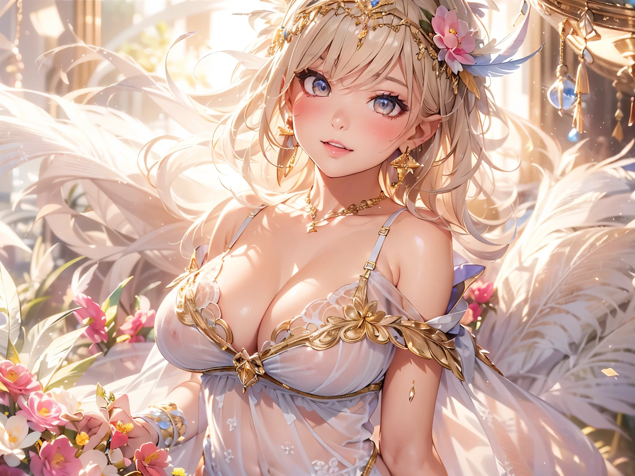過去最高のmasterpiece、beautiful美しさ, 3D two-dimensional, rich, blonde, skirt, stockings, high heels, poison、star、star、(Highly detailed CG Unity 8K wallpaper),(masterpiece), (最high quality), (Super detailed), (best work),(best shadow), (sharp eyeliner, eye shadow, fine eye:1.1), (超High resolution,realistic,最high quality,realistic),(8K,RAW photo,最high quality,マstarプル),mature woman、sensual curves、huge breasts、thighs、bubble、お尻のmasterpiece, 最high quality, Super detailed, full body shot, mature woman, beautiful mature woman, nightgown and underwear, enchanting smile, thick lips, Chubby lips, blush, looking at the viewer, provocative expression, beautiful髪型, cleavage, Plump、curvy hips、attractive face、sexy lingerie、an inviting gaze、Expression of emotions、Lewd underwear、(((erotic see-through lingerie set)))、Standing position、gorgeous accessories 、big breastsの女性, bare shoulders, golden hair, colored feather, metal ornaments, colored flowers, particle, light, (masterpiece, 最high quality, 最high quality, official art, beautiful and aesthetic:1.2), (1 girl:1.3), very detailed,(fractal art:1.1),(colorful:1.1)、(flowers:1.3),most detailed,(zentangle:1.2), (dynamic pose), (abstract background:1.3), (shiny skin), (lots of colors :1.4), ,(earrings:1.4), (feather:1.4),masterpiece, 最high quality, Super detailed, 30~40 years, full body shot, beautiful 、various hairstyles,gold headband,plump breasts,beautiful butt,greek clothing,Tulle covers the breasts,perfectly proportioned, detailed clothing details,marble,god statue,cinematic lighting, film grain, 8K, masterpiece, Super detailed, high detail, high quality, High resolution,(((NSFW:1.2)))、exposed chest、Openwork decoration,(((see through dress)))、(((解剖学的に正しいbody))) , 最high quality, Super detailed, (((Lewd underwear)))、raise your butt, from below, (((R-18)))、Hakari、thighs, big breasts, Are standing, cowboy shot, blush, (((1 girl))), (masterpiece:1.3), (High resolution), (8K), (very detailed), perfect face, Nice eye and face, (((最high quality))), (Super detailed), detailed face and eye, (alone), High resolution、beautifuleye,(((sexy pose)))、(((整ったbig breasts)))、((beautiful eye))、luxury、(((超High resolution)))、(((detailed description)))、(((ぽっちゃりbody型)))、(((解剖学的構造に一致したbodyの部位)))、beautiful長いまつ毛、バランスのとれたbody型,2 feet、Just the right size for your legs and arms、Fishnet tights、glamorous、(((Clear white and black eye)))、lipstick、Sparkling、(Undistorted face, eye, body)、jewelry、gem、(長くカールしたbeautifulまつ毛)、(((バランス良いbeautiful胸)))、(transparent, Exquisite skin:1.2)、(((完璧なglamorousボディー)))、actress face、Super beautiful、Cute smile、Healing beauty、Flower shower、完璧なeye、realistic depiction、Super sexy、glossy、Glamorous、double eyelids、Good dark makeup、makeup、ぼやけていないeye