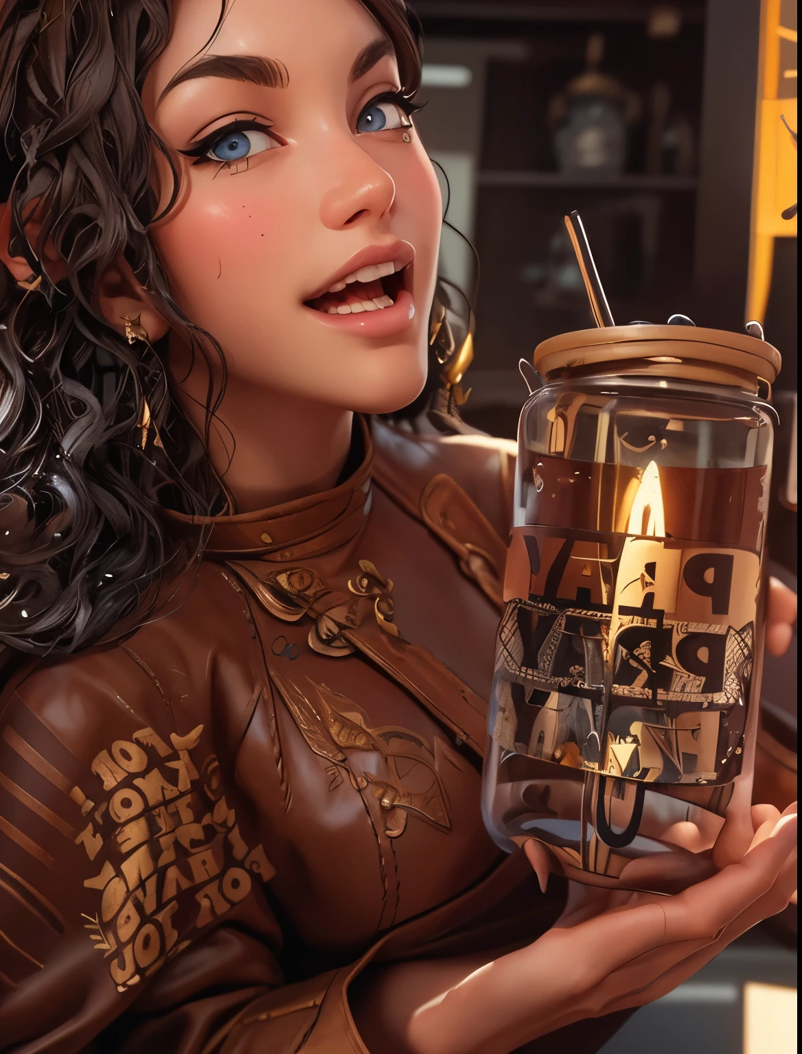 (best quality),(masterpiece:1.2), (colorful:0.9), (ink splashing), clear sharp focus, model shot, femalecharacter, expression, detailed face and eyes, detailed outfit, brown eyes, no background