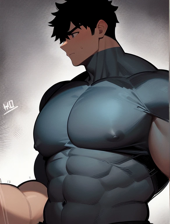 macho、muscular、erotic、Tight black shirt、gay、upward glance、A sexy high school boy with a height of 2 meters who exudes adult charm.、super huge pectoral muscles、Super Strong Super Huge gigantic chest、super huge pectoral muscles、Stocky figure、macho、Pectoral muscles that seem good to massage、Plump、Squishy pectoral muscles、Powerful pectoral muscles、sagging pectoral muscles、Saggy breasts