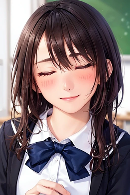 (1 girl), (sexy look:1.5), (flat chest:1.3), (very detailed目, very detailed顔), (超realistic, High resolution), (highest quality:1.4), (hyper quality), real skin texture, RAW photo, (realistic, Photoreal:1.37), very detailed, professional photography, (school uniform, pleated skirt:1.3), (look at me), (School, classroom), (Face me and kiss me:1.4),(Close your eyes:1.5),(head tilt:1.5),(Blush:1.5)
)