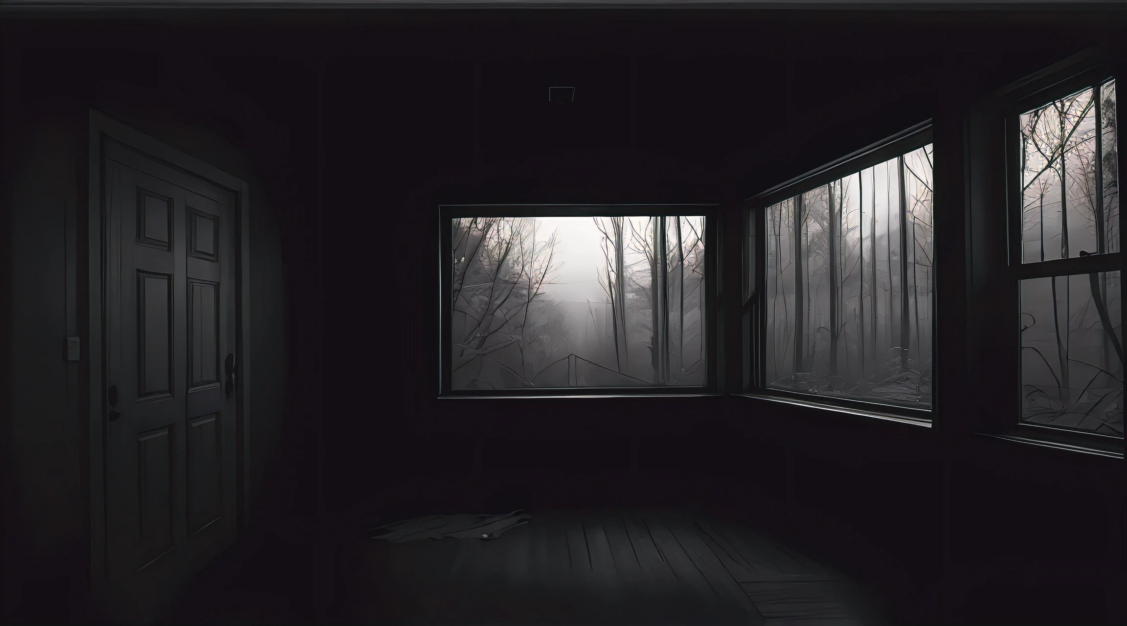 wide angle, liminal space, eerie, unsettling, very low light, dark hour
